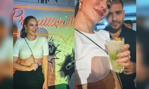 Paolla Oliveira curte festa de encerramento de ‘Cara e Coragem’