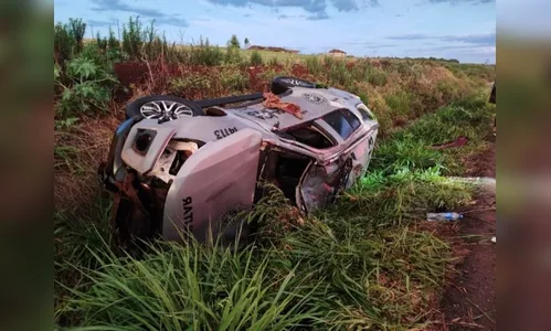 Viatura da ROTAM capota após aquaplanagem na BR-467