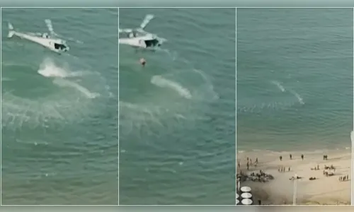 Policial salta de helicóptero para capturar suspeito de furto em mar
