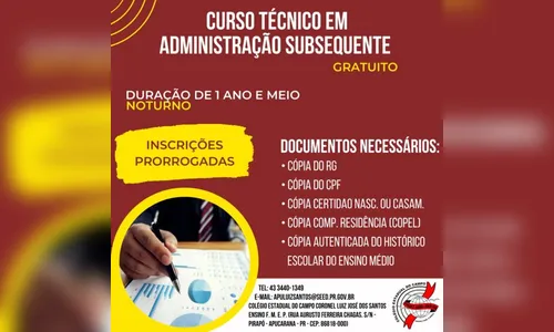 Colégio Coronel Luiz José dos Santos abre inscrições para curso; veja