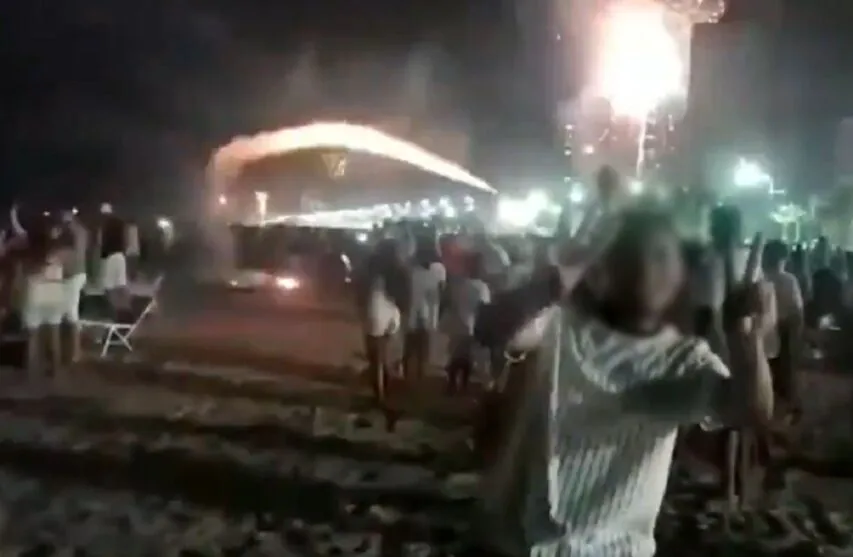 As autoridades buscam identificar quem foi a pessoa que soltou o rojão que atingiu a turista