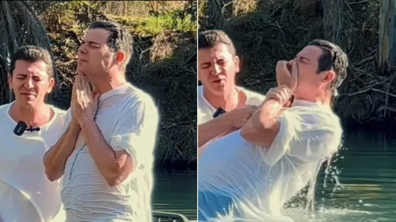 O apresentador Celso Portiolli (55) surpreendeu ao revelar que foi batizado nas águas do Rio Jordão