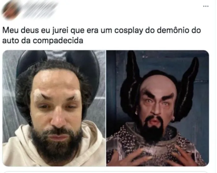 Em uma postagem, internauta diz que o cantor parecia ter feito um "cosplay" do diabo