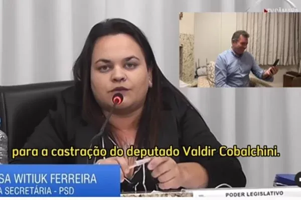 Vereadora Vanessa Witiuk (PSD-SC) visivelmente se confundiu