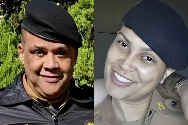 soldado Débora Cristina Santos Oliveira e o Subtenente Geraldo Domingos Macedo