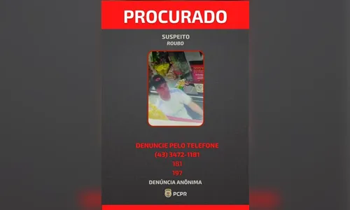 Polícia Civil divulga imagem de suspeito de assalto em Ivaiporã