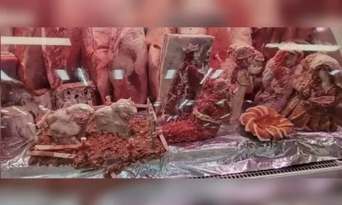 Açougue faz presépio de carne crua e viraliza nas redes sociais; veja