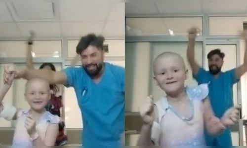 Vídeo: Criança com câncer comemora fim da quimioterapia no TikTok