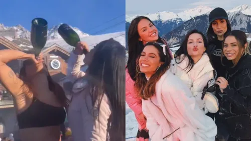 Na gravação, elas surgem dançando bastante e bebendo o champagnem curtindo o dia de férias nos alpes franceses