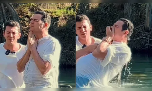 Celso Portiolli é batizado nas águas do Rio Jordão