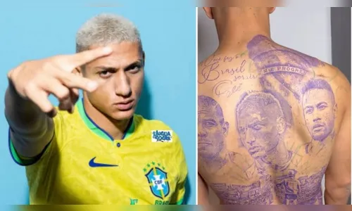 Vídeo: Richarlison tatua rosto de Neymar e Ronaldo Fenômeno nas costas