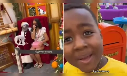 Criança se emociona ao encontrar Papai Noel negro em shopping; assista