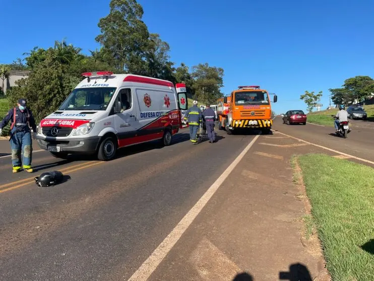 Colisão entre motocicletas na BR-376 deixa feridos, em Jandaia do Sul