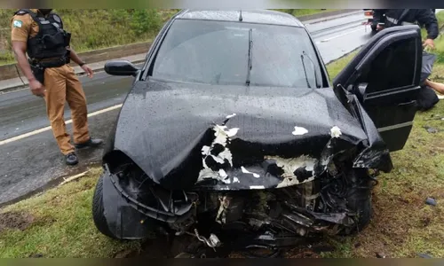 Motorista fica ferido em acidente na BR-376 em Tibagi