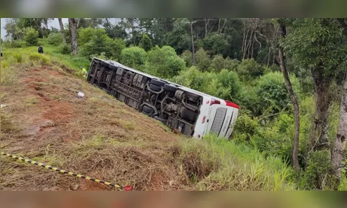Pelo menos sete pessoas morrem após ônibus tombar na BR-277