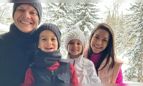 Michel Teló, Teodoro, Melina e Thais Fersoza curtem neve