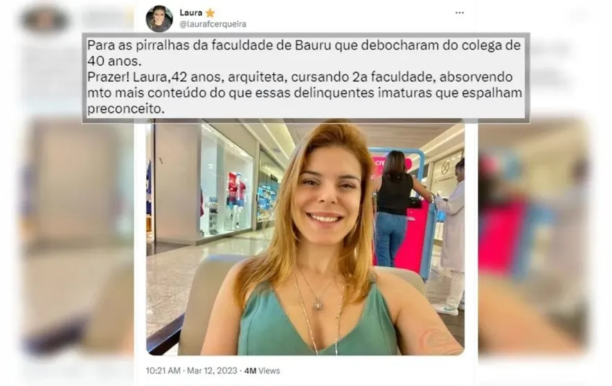 Laura Cerqueira, de Muriaé (MG), está entre os estudantes com mais de 40 anos que se manifestaram