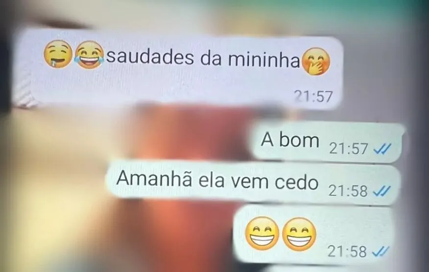 Mensagens enviadas pelo homem, de 41 anos, para a babá da criança abusada no Paraná