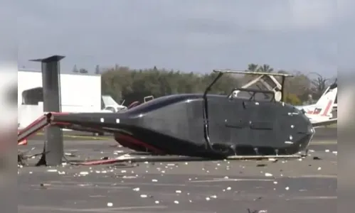 Homem rouba helicóptero, aeronave cai, mas ele consegue fugir; vídeo