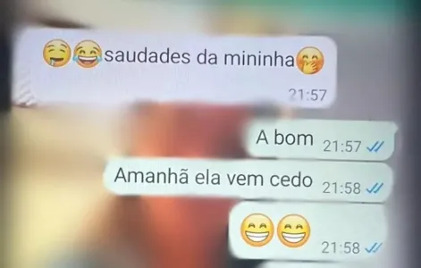 Mensagens trocadas entre o casal sobre a menina