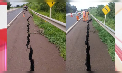 Rachadura na PR-445 assusta motoristas em Londrina; veja