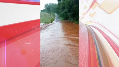 Riacho transbordou e água invadiu estrada rural em Apucarana