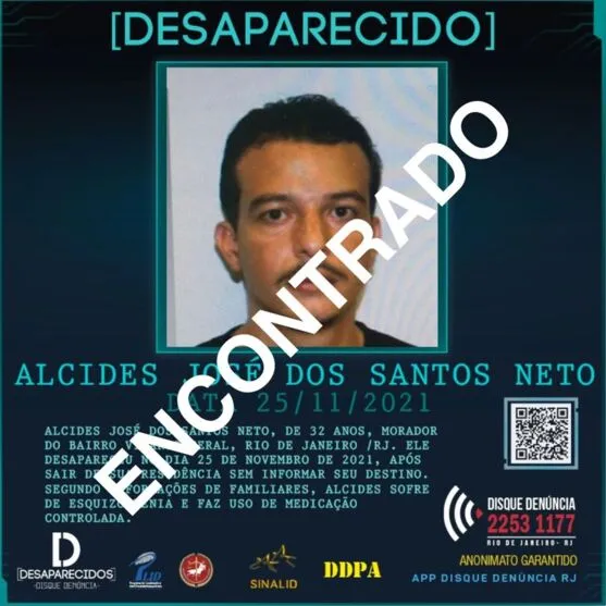 Homem havia desaparecido há mais de um ano no Rio de Janeiro (RJ)