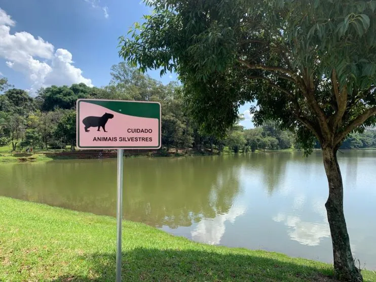 Cerca de seis placas sobre a presença de capivaras e outros animais silvestres foram instaladas