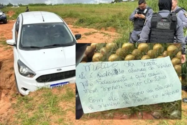 No banco do carro, um bilhete escrito a próprio punho chamou a atenção e apontou a suposta motivação do crime