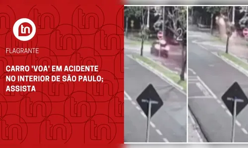 Carro 'voa' em acidente no interior de São Paulo