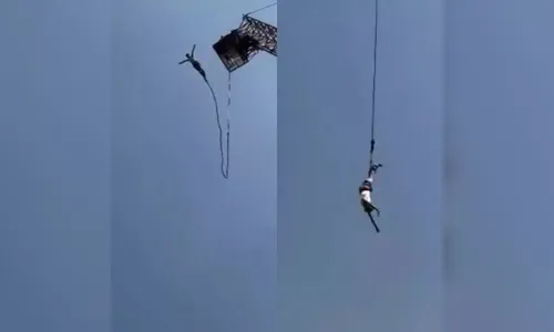 Corda arrebenta e turista despenca de bungee jump; vídeo