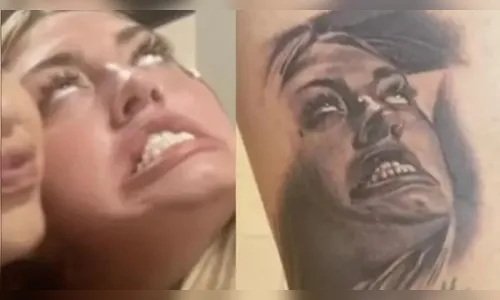 Homem deixa a esposa surpresa ao tatuar careta dela na coxa