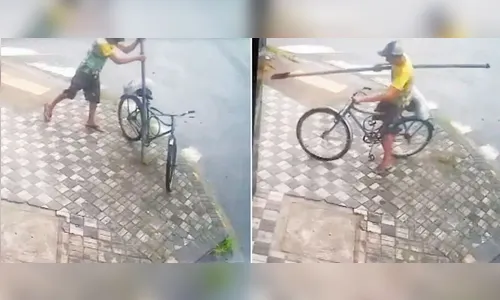 Vídeo: homem quebra poste e furta bicicleta que estava amarrada nele