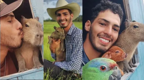 O jovem é sucesso na web por compartilhar a rotina que tem com os animais