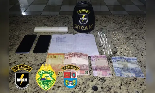 PM de Apucarana apreende drogas e caderno com anotações do tráfico