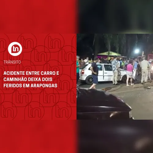 Acidente entre carro e caminhão deixa dois feridos em Arapongas