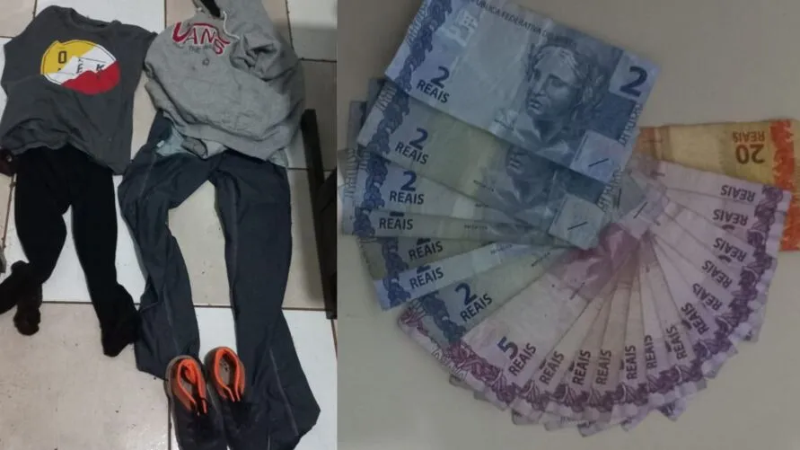 A polícia encontrou notas de dinheiro jogadas nos trilhos, e as roupas usadas por eles no roubo