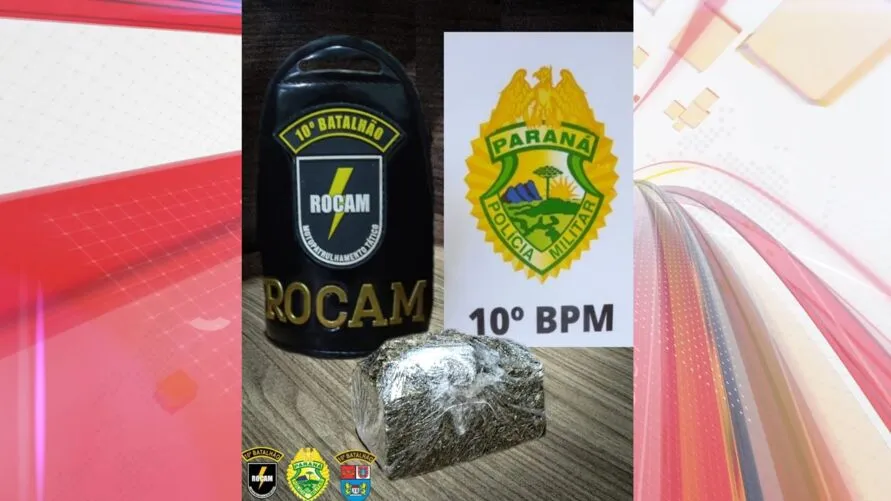 Com ele, os policiais encontraram uma porção de maconha