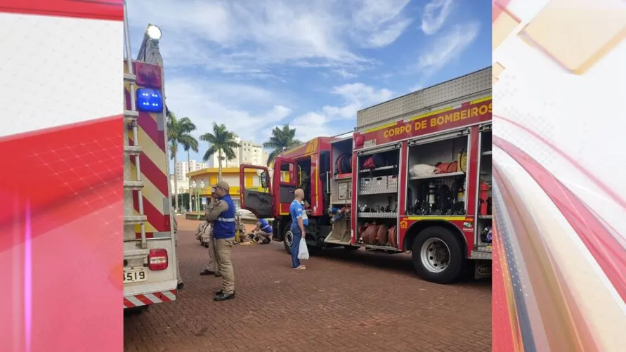 Corpo de Bombeiros na Praça Rui Barbosa, em Apucarana