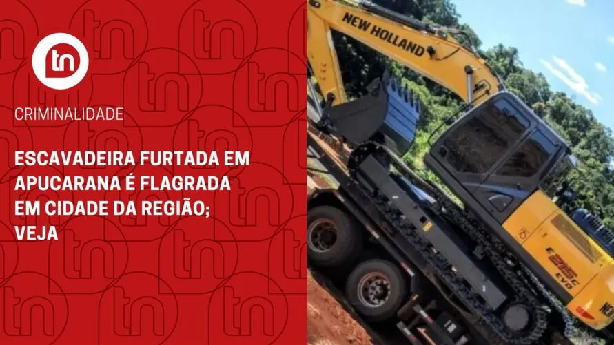 Escavadeira furtada em Apucarana é flagrada em cidade da região