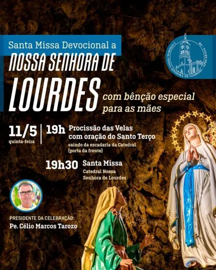 Missa devocional a Nossa senhora de Lourdes será no dia 11 de maio