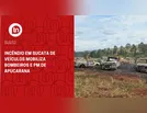 Incêndio em sucata de veículos mobiliza Bombeiros e PM de Apucarana