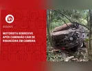 Motorista sobrevive após caminhão cair de ribanceira em Cambira; veja