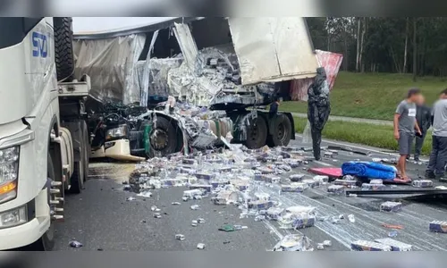Acidente arranca cabine de caminhão na BR-116