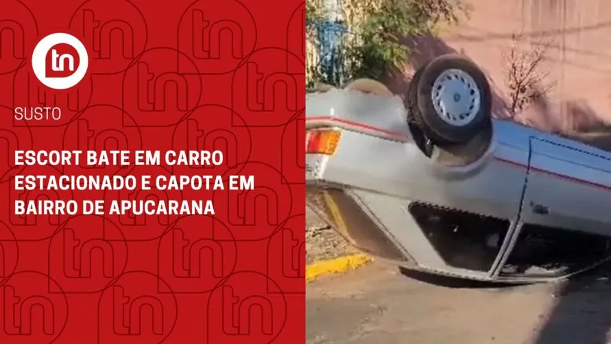 Escort bate em carro estacionado e capota em bairro de Apucarana