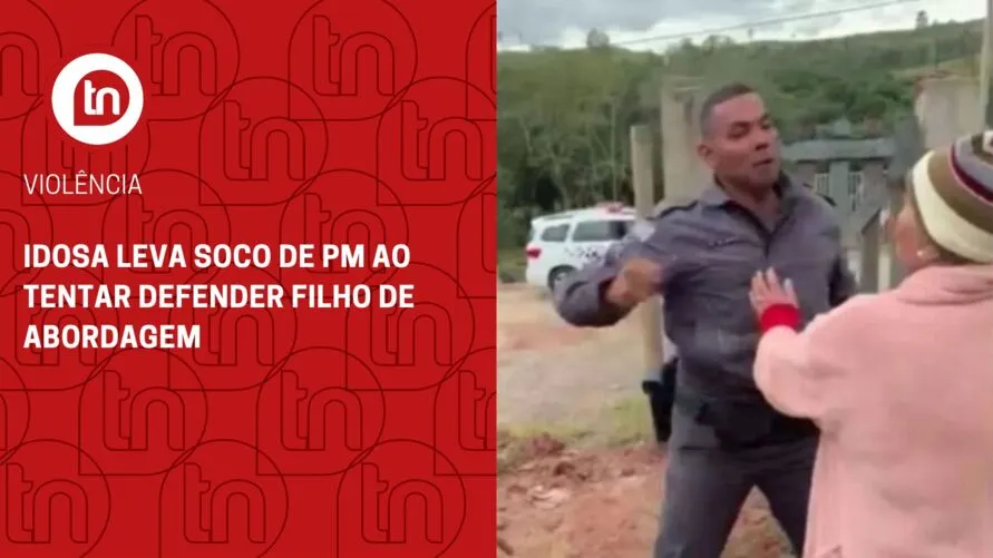 Idosa leva soco de PM ao tentar defender filho de abordagem