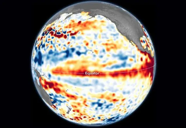 Na imagem da Nasa, é possível ver as anomalias no volume de água entre os dias 1º e 10 de junho