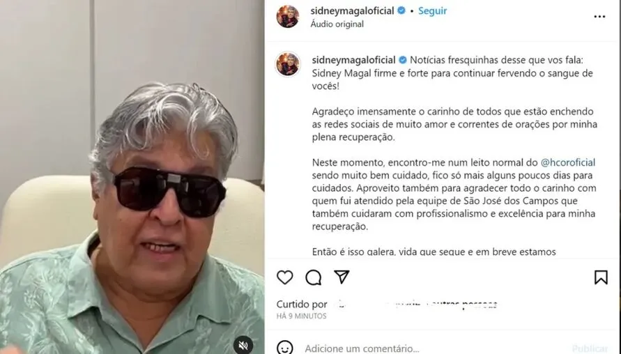 Sidney Magal publica vídeo no Instagram