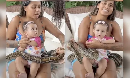 MC Loma deixa filha brincar com cobra e é criticada nas redes sociais
