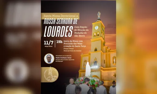 Missa devocional a Nossa senhora de Lourdes será no dia 11 de julho